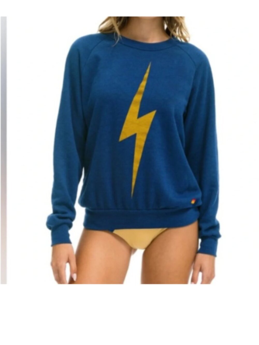 Aviator Nation Bolt Crewneck Sweatshirt Blue Sz S